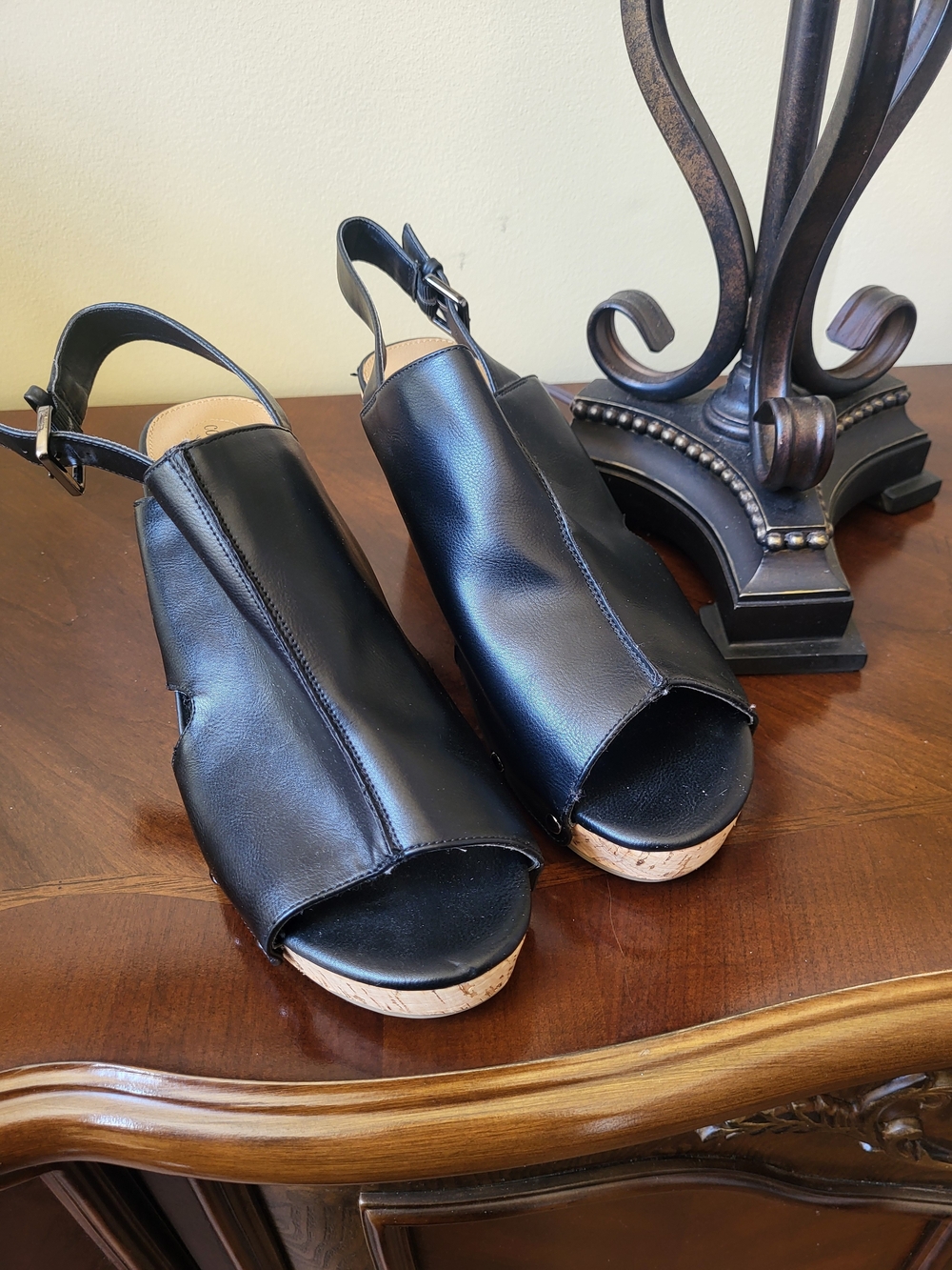 Comfortview wedge sandals Black Studded